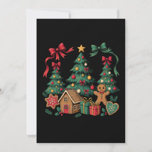 Weihnachtsbaum-Gingerbread-Haus-Kekse Xmas-Schleif Einladung
