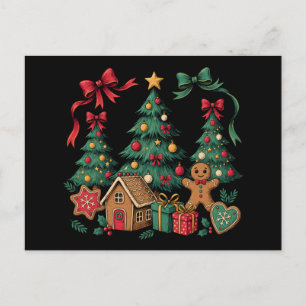 Weihnachtsbaum-Gingerbread-Haus-Kekse Xmas-Schleif Feiertagspostkarte