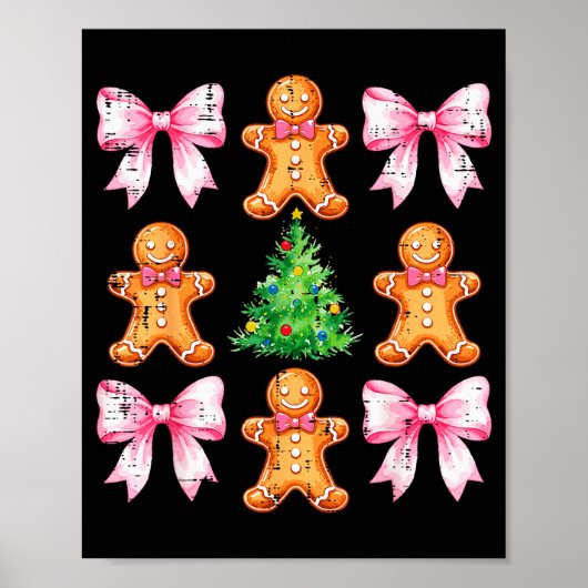 Weihnachtsbaum-Gingerbread-Mann-Schleifenmuster Xm Poster (Vorne)
