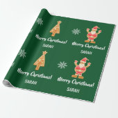 Weihnachtsbaum Gingerbread Santa Snow Personalisie Geschenkpapier (Ungerollt)