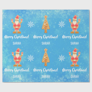 Weihnachtsbaum Gingerbread Santa Snow Personalisie Geschenkpapier