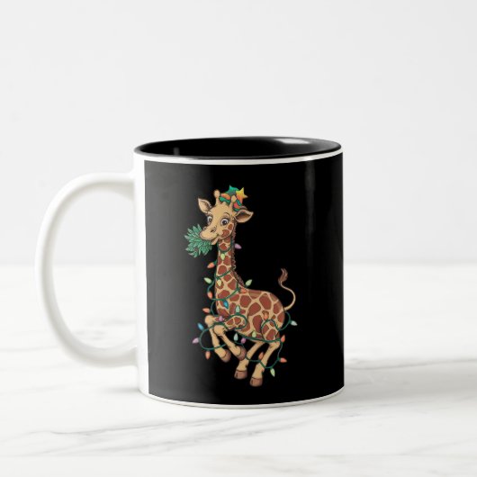 Weihnachtsbaum Giraffe Lover Geschenk Liebe Zweifarbige Tasse (Links)
