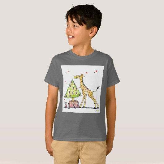 Weihnachtsbaum & Giraffe - Weihnachtsfest T-Shirt (Vorne ganz)