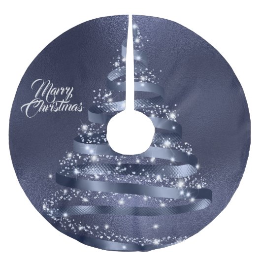 Weihnachtsbaum glänzendes blaues Band baum funkeln Polyester Weihnachtsbaumdecke (Vorderseite)