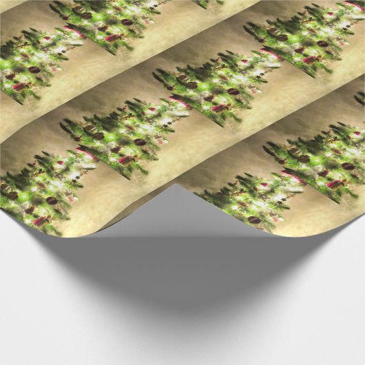 Weihnachtsbaum glänzendes Wrapping Paper Geschenkpapier (Ecke)