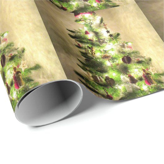 Weihnachtsbaum glänzendes Wrapping Paper Geschenkpapier (Rolleneckpunkt)