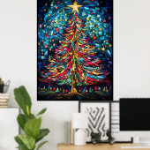 Weihnachtsbaum Glasfenster gestalten Poster (Heimbüro)
