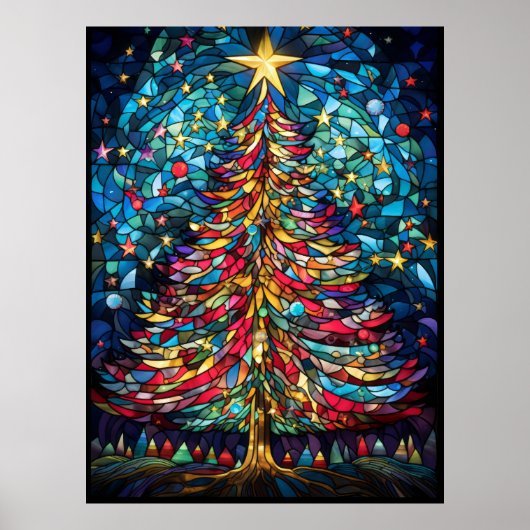 Weihnachtsbaum Glasfenster gestalten Poster (Vorne)