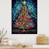 Weihnachtsbaum Glasfenster gestalten Poster (Küche)