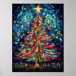 Weihnachtsbaum Glasfenster gestalten Poster