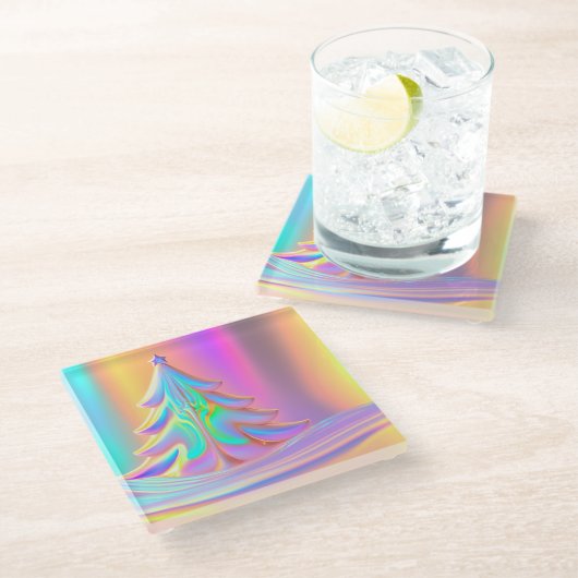 Weihnachtsbaum Glasuntersetzer (Schrägansicht)