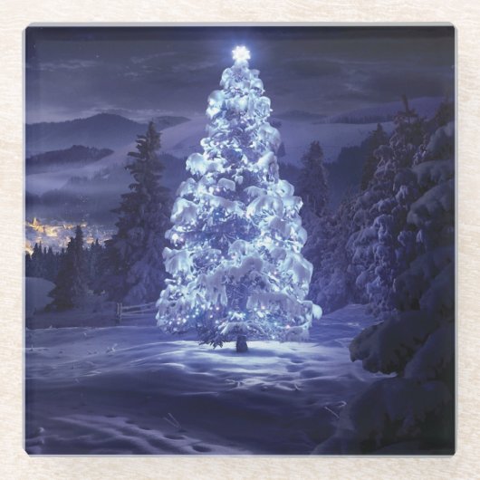 Weihnachtsbaum Glasuntersetzer (Vorderseite)