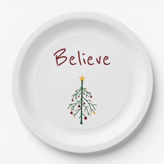 Weihnachtsbaum glaubt festlich pappteller (Vorderseite)