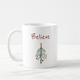 Weihnachtsbaum glaubt Niedliche Typografie Kaffeetasse