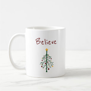 Weihnachtsbaum glaubt Niedliche Typografie Kaffeetasse
