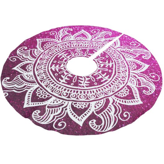 Weihnachtsbaum Glitzer Boho Chic Mandala Blume Polyester Weihnachtsbaumdecke (Schrägansicht)