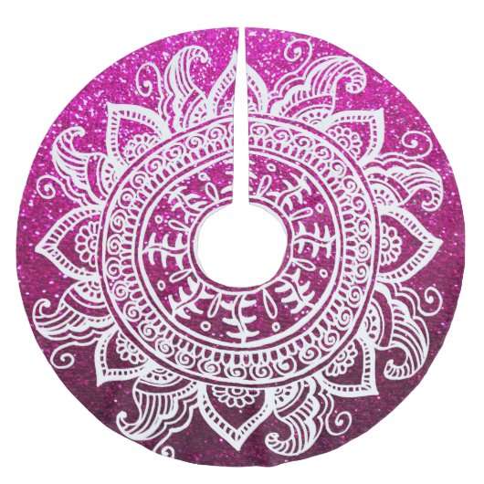 Weihnachtsbaum Glitzer Boho Chic Mandala Blume Polyester Weihnachtsbaumdecke (Vorderseite)