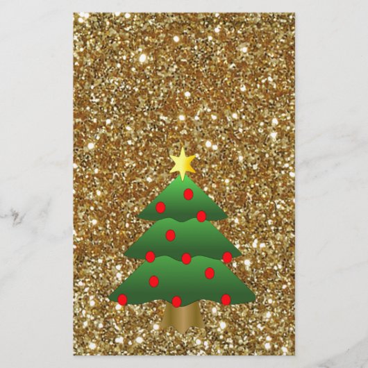 Weihnachtsbaum-Glitzer Briefpapier (Vorderseite)
