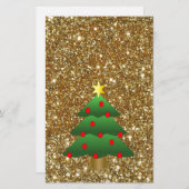 Weihnachtsbaum-Glitzer Briefpapier (Vorne/Hinten)