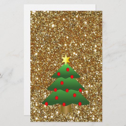 Weihnachtsbaum-Glitzer Briefpapier (Vorne/Hinten)
