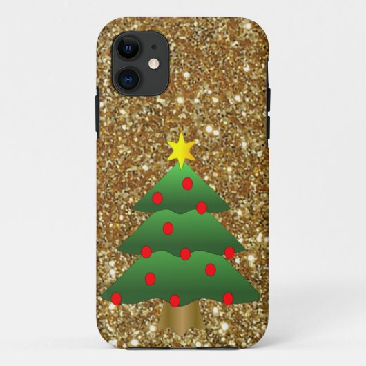 Weihnachtsbaum-Glitzer Case-Mate iPhone Hülle (Rückseite)