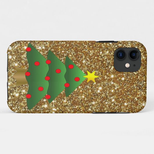 Weihnachtsbaum-Glitzer Case-Mate iPhone Hülle (Rückseite (Horizontal))