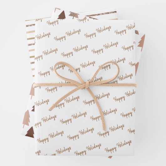 Weihnachtsbaum Glitzer Gold Streifen Geschenkpapier Set (Beispiel)