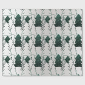 Weihnachtsbaum Glitzer Green Silver Gray Metal Geschenkpapier (Flach)