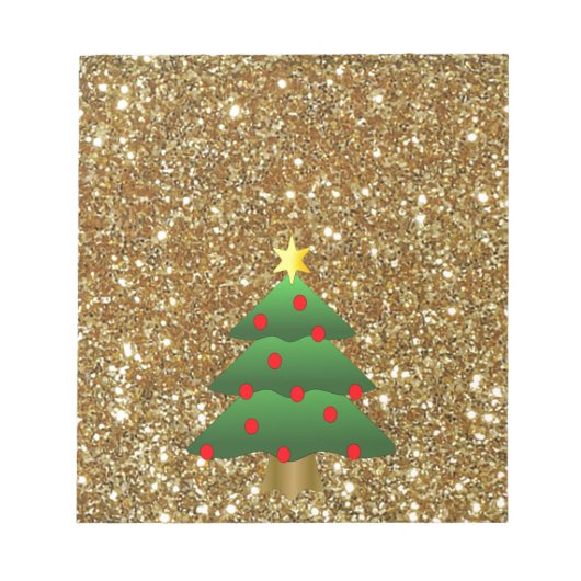 Weihnachtsbaum-Glitzer Notizblock (Vorderseite)