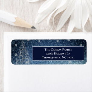 Weihnachtsbaum Glitzer und Schneeflocken Blau