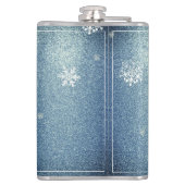 Weihnachtsbaum Glitzer und Schneeflocken | Blau Flachmann (Rückseite)