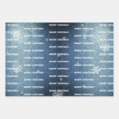 Weihnachtsbaum Glitzer und Schneeflocken | Blau Geschenkpapier Set (Vorderseite 3)