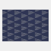 Weihnachtsbaum Glitzer und Schneeflocken | Blau Geschenkpapier Set (Vorderseite 2)