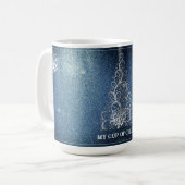 Weihnachtsbaum Glitzer und Schneeflocken | Blau Kaffeetasse (Vorderseite Links)