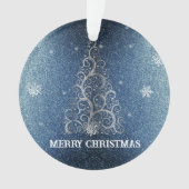 Weihnachtsbaum Glitzer und Schneeflocken | Blau Ornament (Vorderseite)