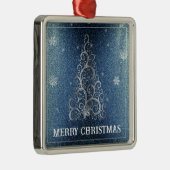 Weihnachtsbaum Glitzer und Schneeflocken | Blau Ornament Aus Metall (Rechts)