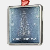Weihnachtsbaum Glitzer und Schneeflocken | Blau Ornament Aus Metall (Links)