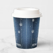 Weihnachtsbaum Glitzer und Schneeflocken | Blau Pappbecher (Rechts)