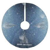 Weihnachtsbaum Glitzer und Schneeflocken | Blau Polyester Weihnachtsbaumdecke (Vorderseite)