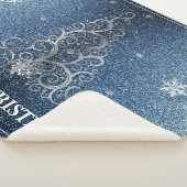 Weihnachtsbaum Glitzer und Schneeflocken | Blau Sherpadecke (3/4)
