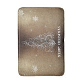 Weihnachtsbaum Glitzer und Schneeflocken | Gold Badematte (Vorderseite Vertikal)