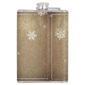 Weihnachtsbaum Glitzer und Schneeflocken | Gold Flachmann (Rückseite)