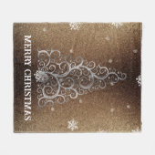 Weihnachtsbaum Glitzer und Schneeflocken | Gold Fleecedecke (Vorderseite (Horizontal))