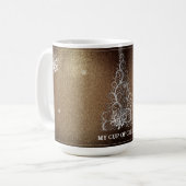 Weihnachtsbaum Glitzer und Schneeflocken | Gold Kaffeetasse (Vorderseite Links)