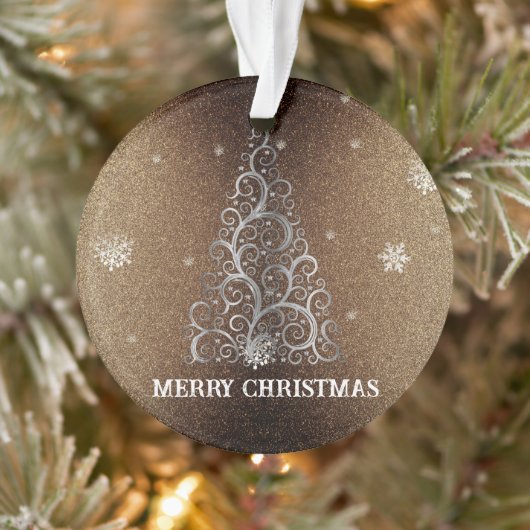 Weihnachtsbaum Glitzer und Schneeflocken | Gold Ornament (Baum)