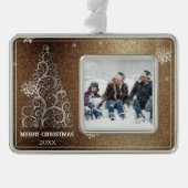 Weihnachtsbaum Glitzer und Schneeflocken | Gold Rahmen-Ornament Silber (Vorderseite)