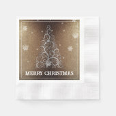 Weihnachtsbaum Glitzer und Schneeflocken | Gold Serviette (Vorderseite)