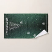Weihnachtsbaum Glitzer und Schneeflocken | Grün Badhandtuch Set (Handtuch)