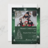 Weihnachtsbaum Glitzer und Schneeflocken | Grün Feiertagskarte (Vorderseite)