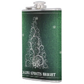 Weihnachtsbaum Glitzer und Schneeflocken | Grün Flachmann (Links)